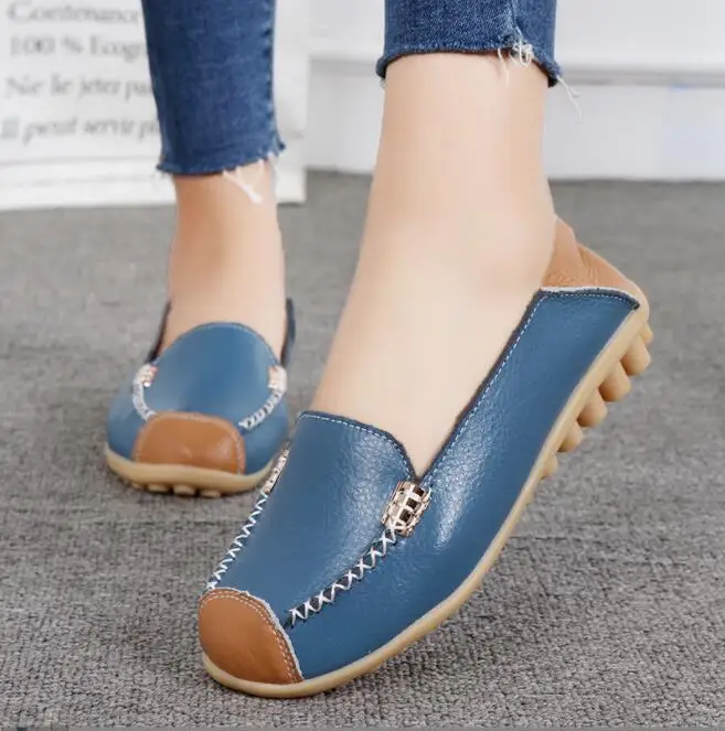 

New Fashion Spring Autumn Shoes Woman PU Leather Women Flats Female Non-slip nurse shoes Slip On Women's Shoes Loafers Big Size