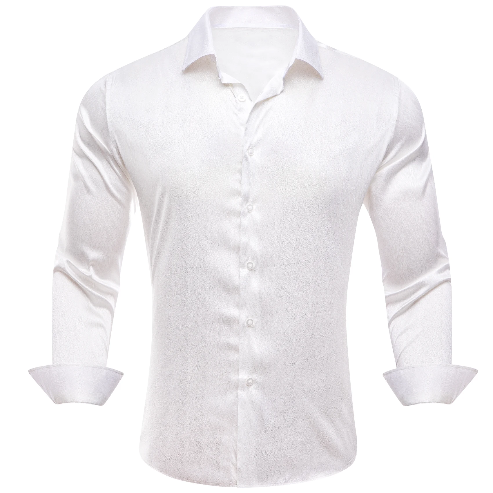 Erra Wang-Blouse en Satin Blanc pour Homme, à Manches sulf, Unie, Slim, Décontracté, Formel, Respirant