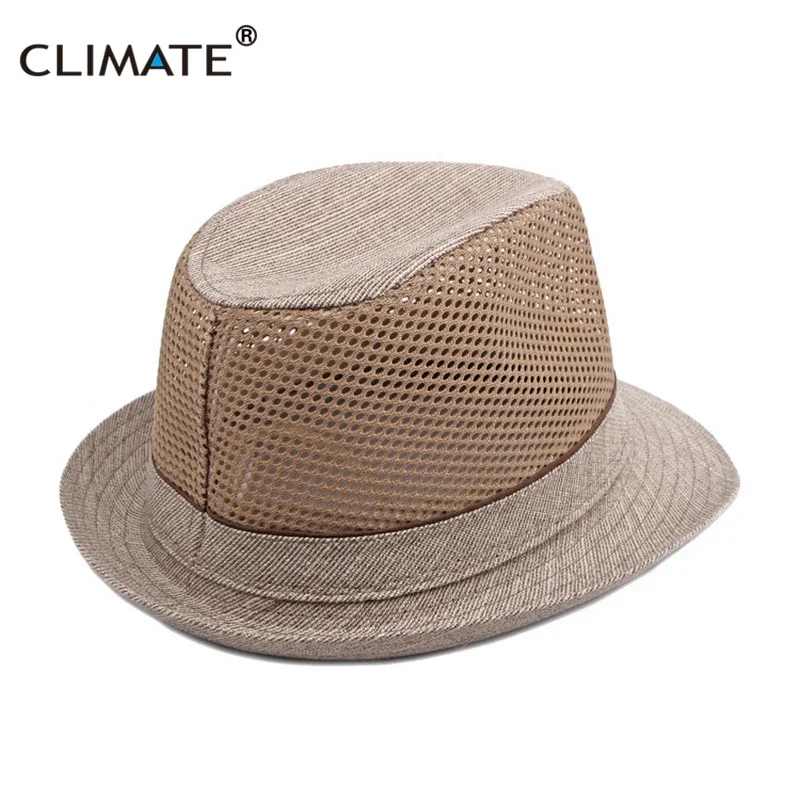 CLIMATE Summer Straw Hat Fedora Cool Men Vintage StrawPanama Hat Paper Retro Hats for Man Solid Fedoras Cap Fedora Men Hat Cap