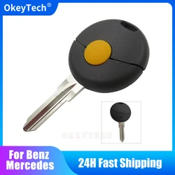 Okeytech 1 Button Car Key Shell Case Cover Fob For Benz Smart Fortwo 450 Cabrio City Cross Forfour W124 W202 W210 Uncut Blade