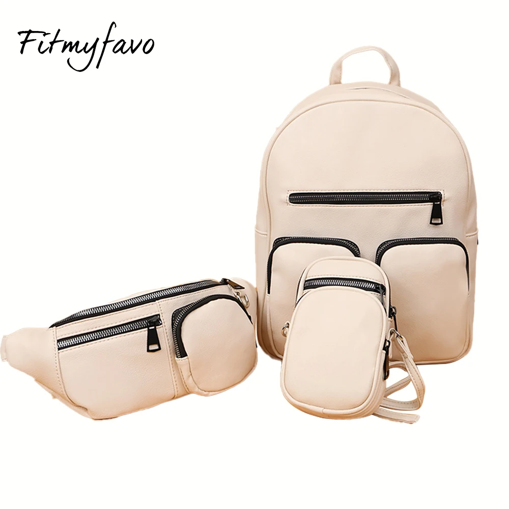 

3pcs Backpack Set Women Laptop Backpacks Shoulder Bag Fashion Purse PU Leather Bag for Work Travel Business School