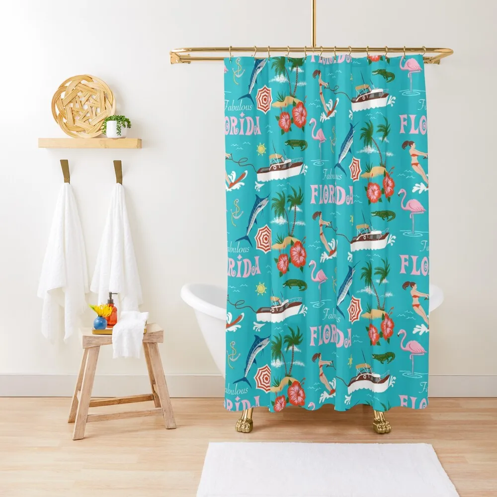 

Fabulous Florida Shower Curtain Bathroom Deco For Shower Bathroom Box Waterproof Bath And Anti-Mold Curtain