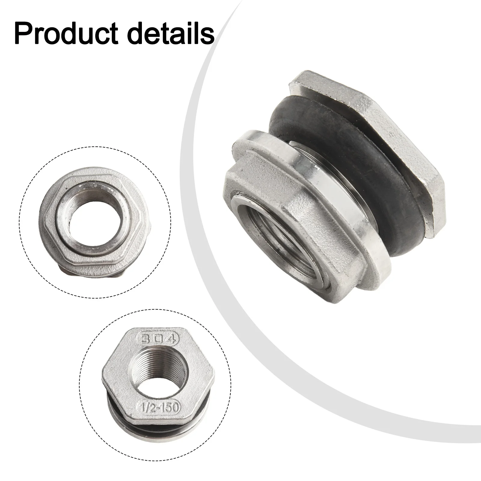 1/2'' 304 Stainless Steel Pipe Fitting Connector Coupler Water Tank Hole Drainer Fish Tank Water Bucket Accessories