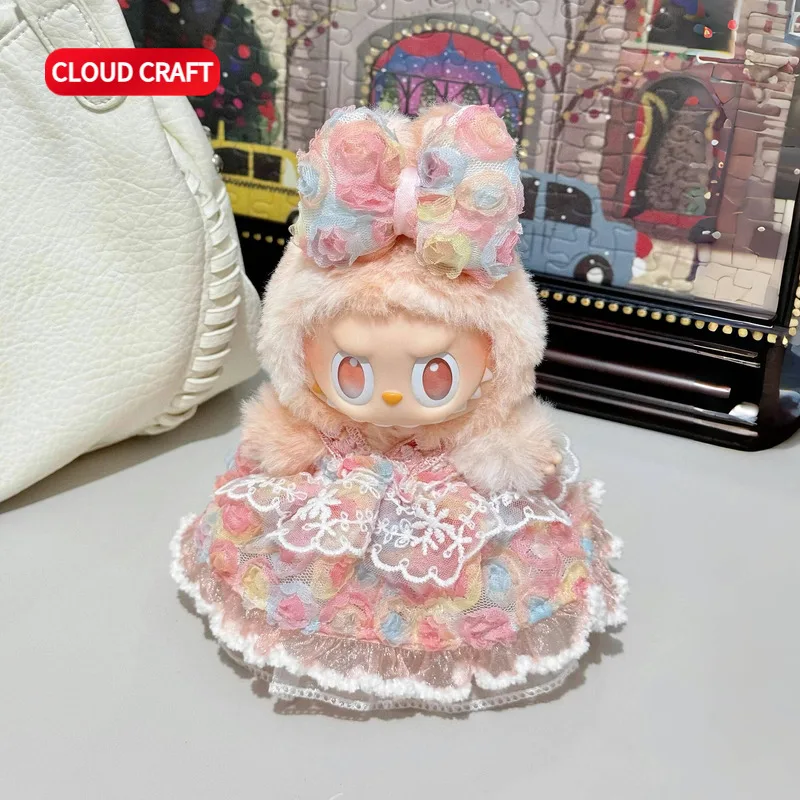 

Labubu Doll Clothes Lace bow princess dress Christmas new year Decorations for Doll Outfit Handmade Fashion Doll Clothes