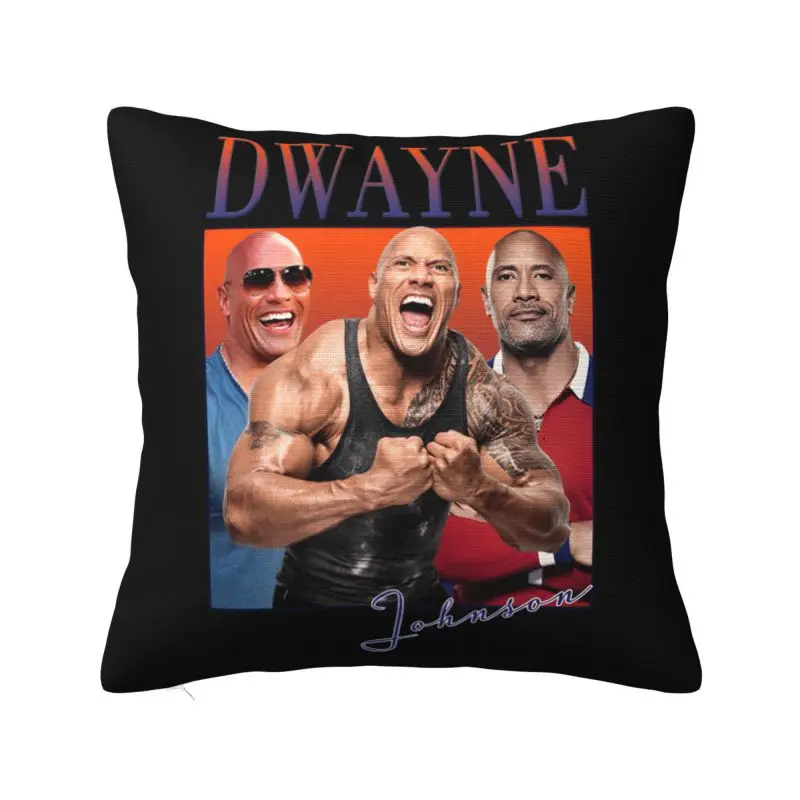 Dwayne The Rock Johnson Collage Throw Pillow Case 66*66cm for Sofa Cushion Cover Polyester Pillowcase Double-sided Printing