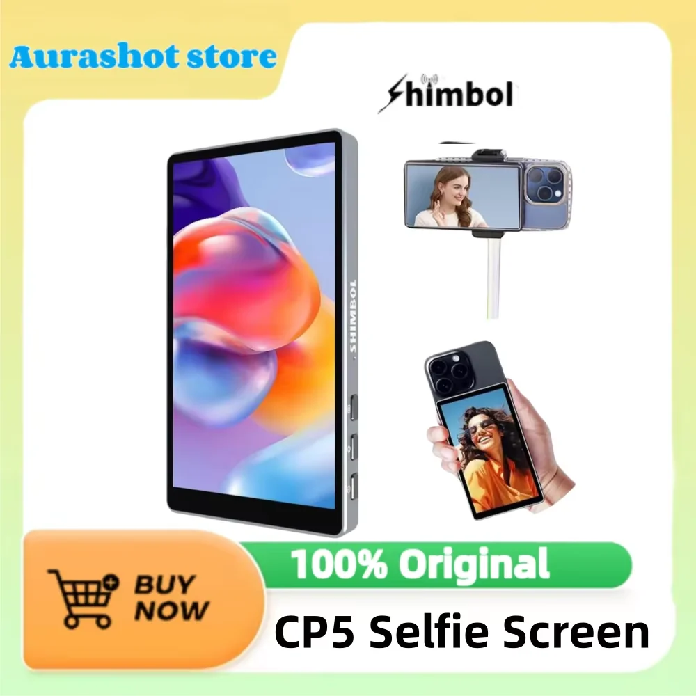 Shimbol  CP5 Ultra Vlog Selfie Monitor Screen, Magnetic Phone Vlog Reverse Control Selfie Monitor Screen  Remote, Back Camera