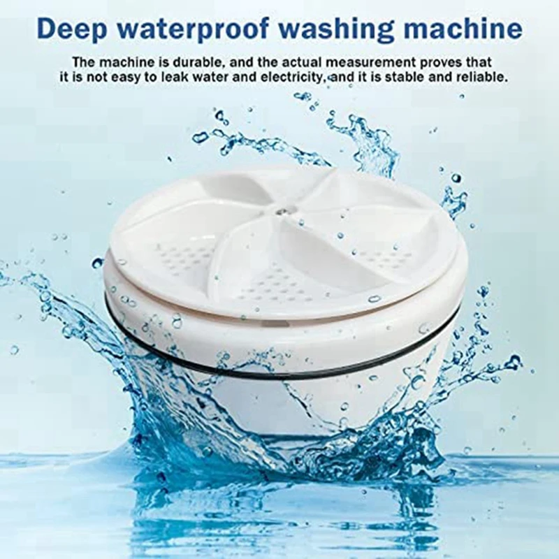 Mini Portable Spin ABS Washing Machine USB Turbo Washer For Home, Business, Travel, College, RV, Apartment - White