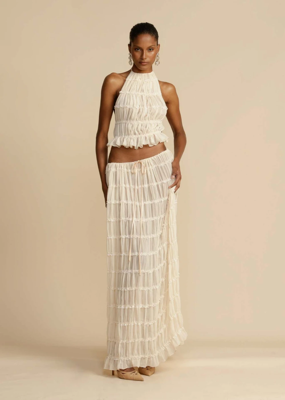 

New Summer 2025 Fairy Vacation Villa Fashion Sexy Dresses Women's Two Piece Set with Strap Vest Strap High Waist Long Dress Set