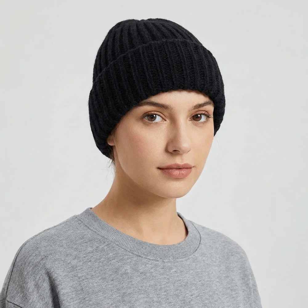 Einfarbige Winter-Sturmhaube Winddichter Nackenwärmer Vollgesichts-Pullover-Mütze Ohrenschutz-Mütze Ohrenklappen-Ski-Strickmaske – Detail 3