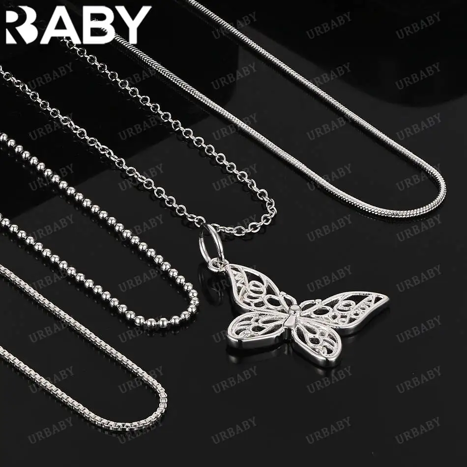 

URBABY 40-75cm 925 Sterling Silver Hollow Butterfly Pendant Necklace For Women Charm Trend Birthday Gifts Fashion Party