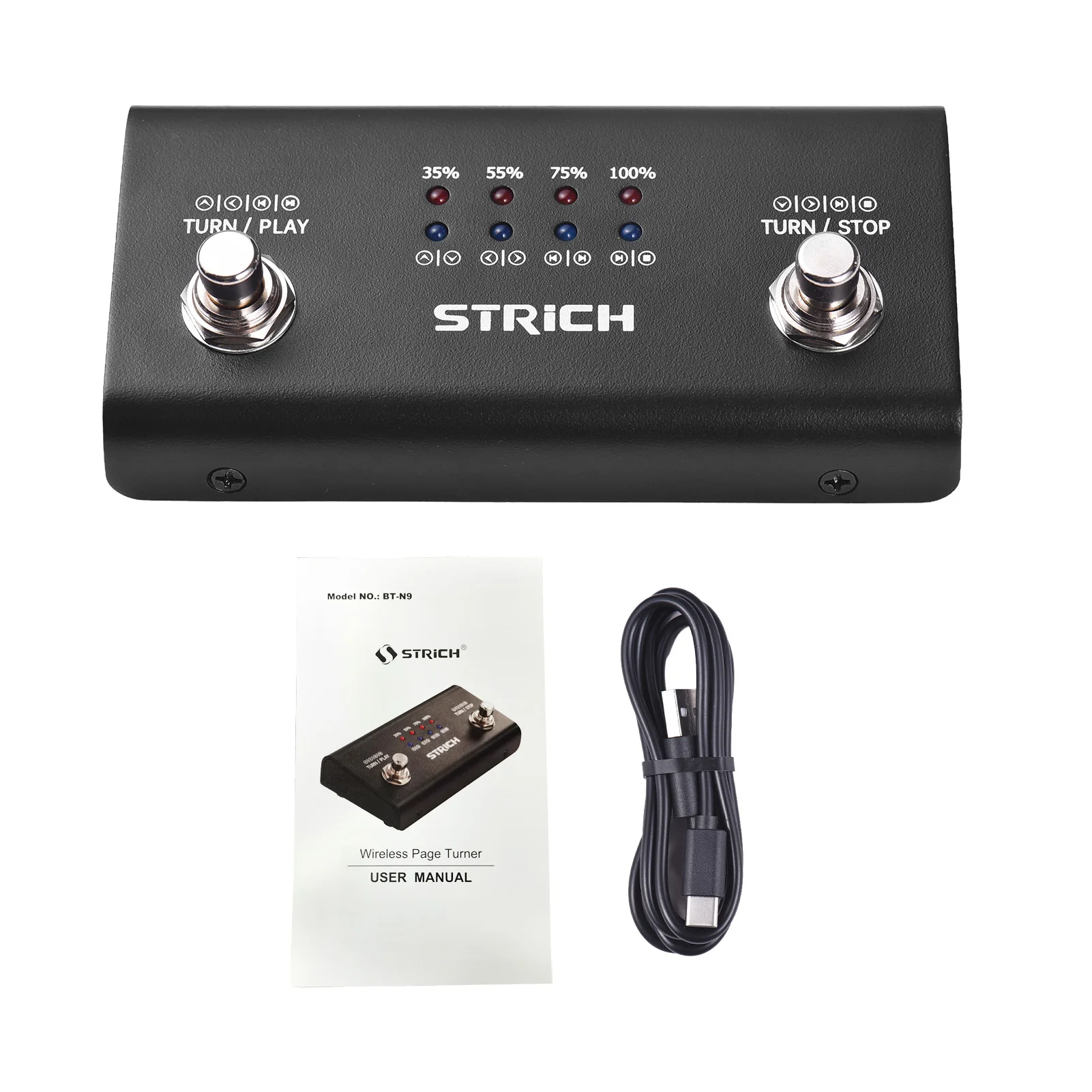 Wireless Page Turner Pedal  Portable Music Page Turner for Piano Guitar Tablets Smartphones 4 Mode LED Indicator Lights Foot P