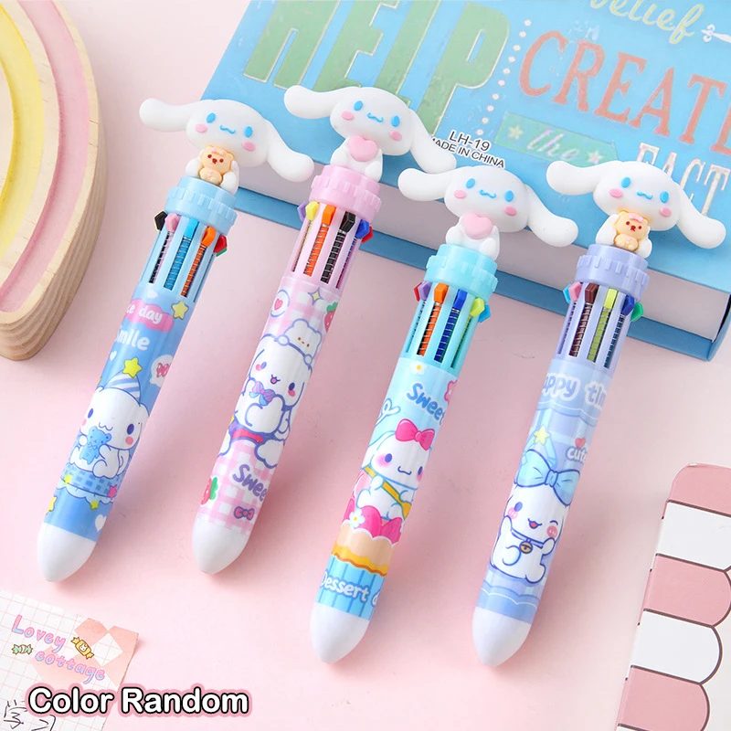 Sanrio Cartoon Ballpoint Pen 18/36pcs Kuromi Hello Kitty Cinnamoroll 10 Color 0.7 School Student Stationery Draw Wrirte Mark Pen