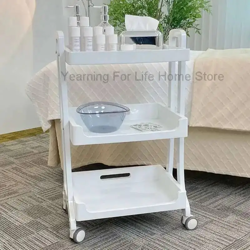 

Hairdressing Furniture Beauty Salon Rolling Tray Metal Auxiliary Wooden Cart Trolley Elegant Hairdresser Werkzeugwagen Wheels