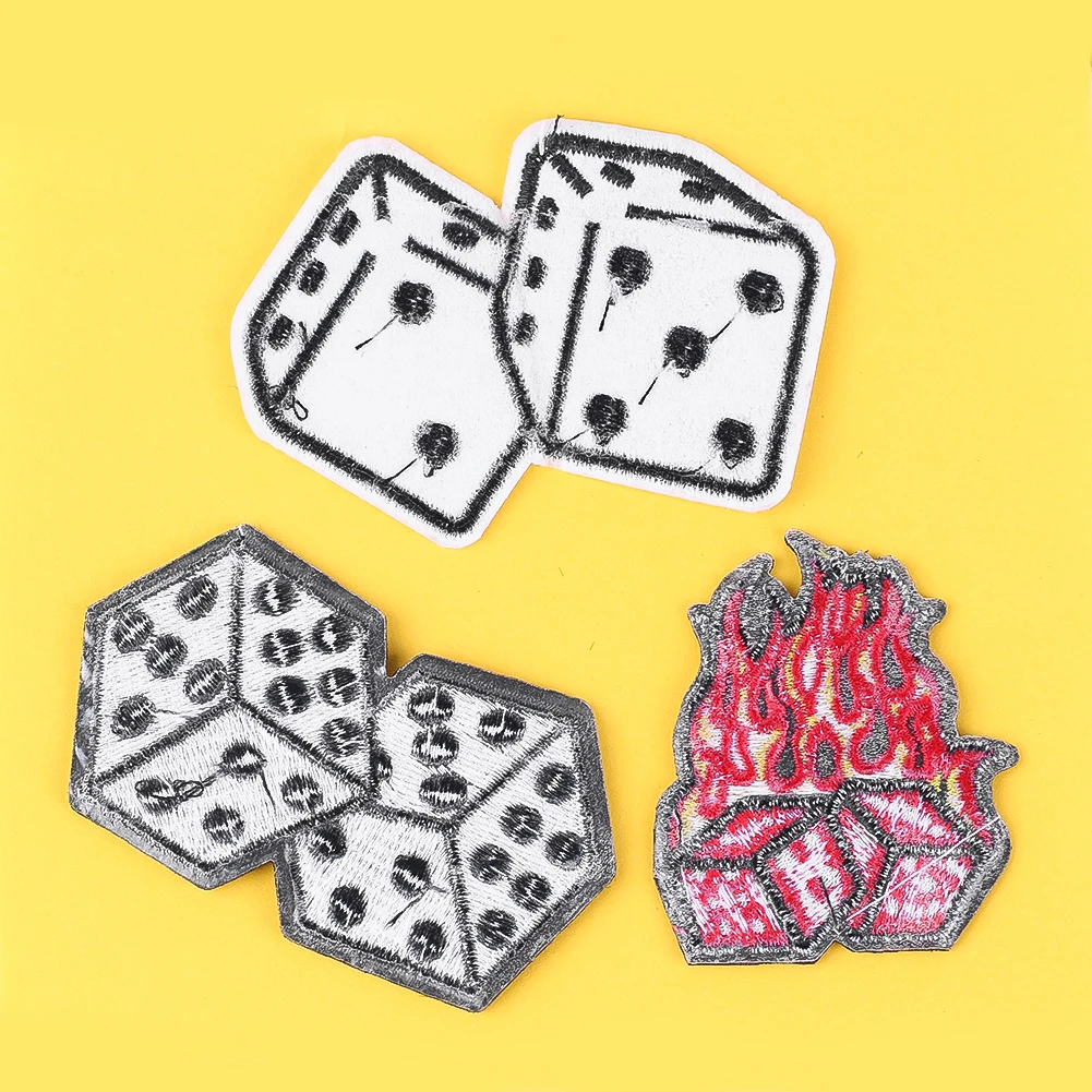 3PCS/SET Dice Set Patch Iron on Transfers for Clothing DIY Embroidery Sticker Clothing Hole Sewing Applique Supplies Accessories