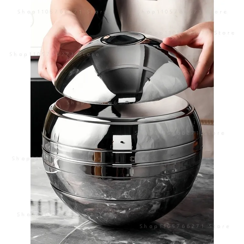 304 Stainless Steel Sphere Bowl Set 7 Pcs Artistic Tableware Set Heat Resistant  with Glossy Finish Tableware Collection