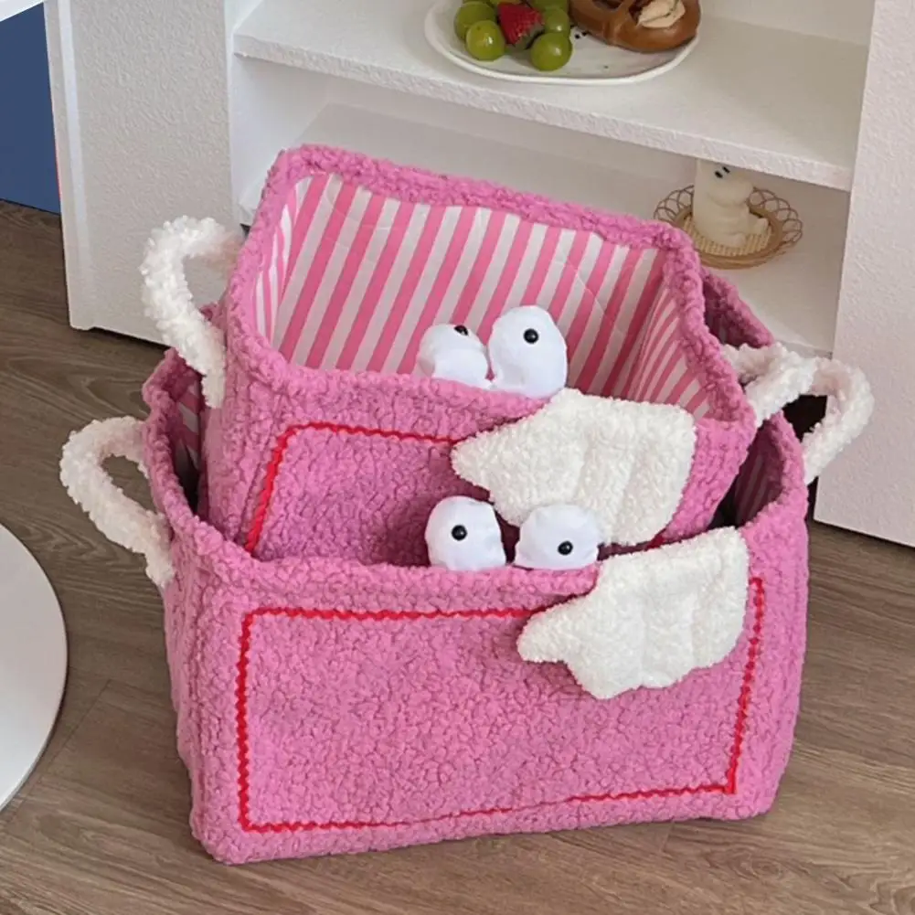 

Storage Basket with Handle Large Capacity Foldable Design Non-Fading Snacks Toys Cartoon Storage Bin Organizer Basket