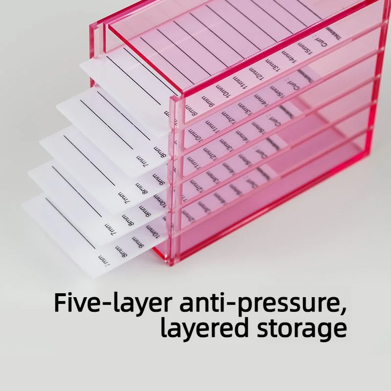 Eyelash Storage Box Five-Layers Eyelash Organizer Acrylic False Eyelash Storage Box Available in Pink Colors