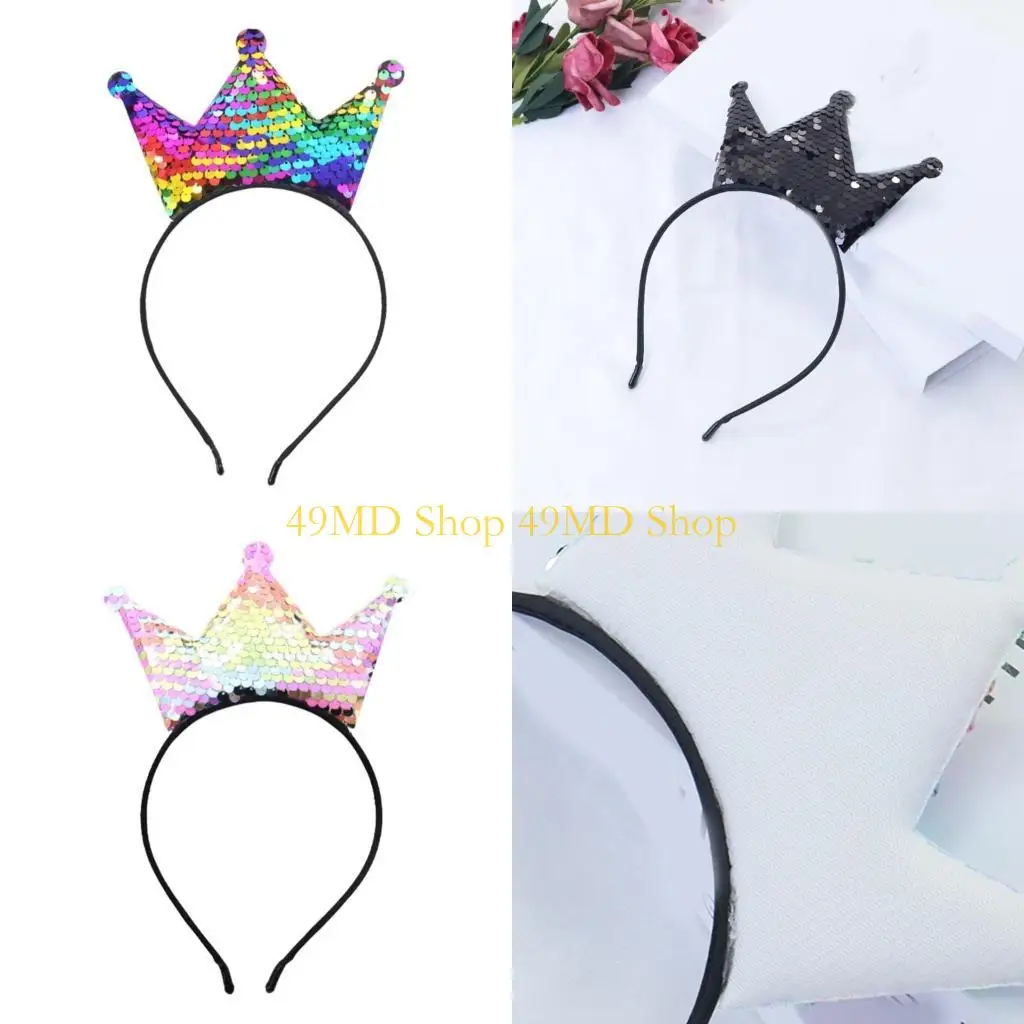 

49MD Kids Glittering Crowns Headbands For Girls Birthday Party Gathering Photoshoots NonSlip Hairhoop for Music Festival