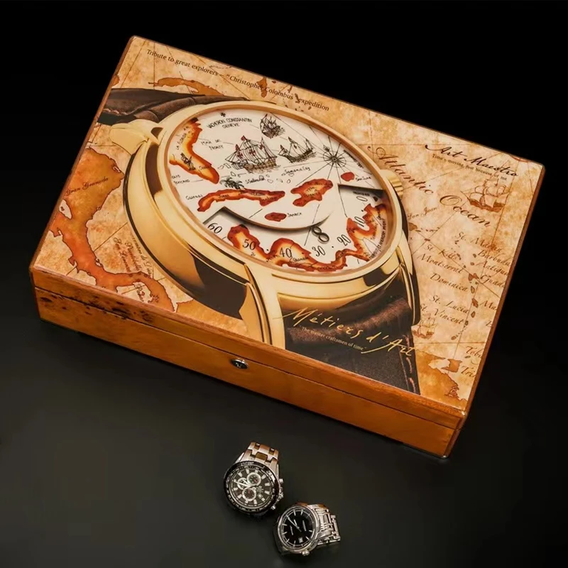 New Wood Watch Display With Lock Luxury Watch Case Storage Box With Image Top Quality Watch Box Watch Holder For Men