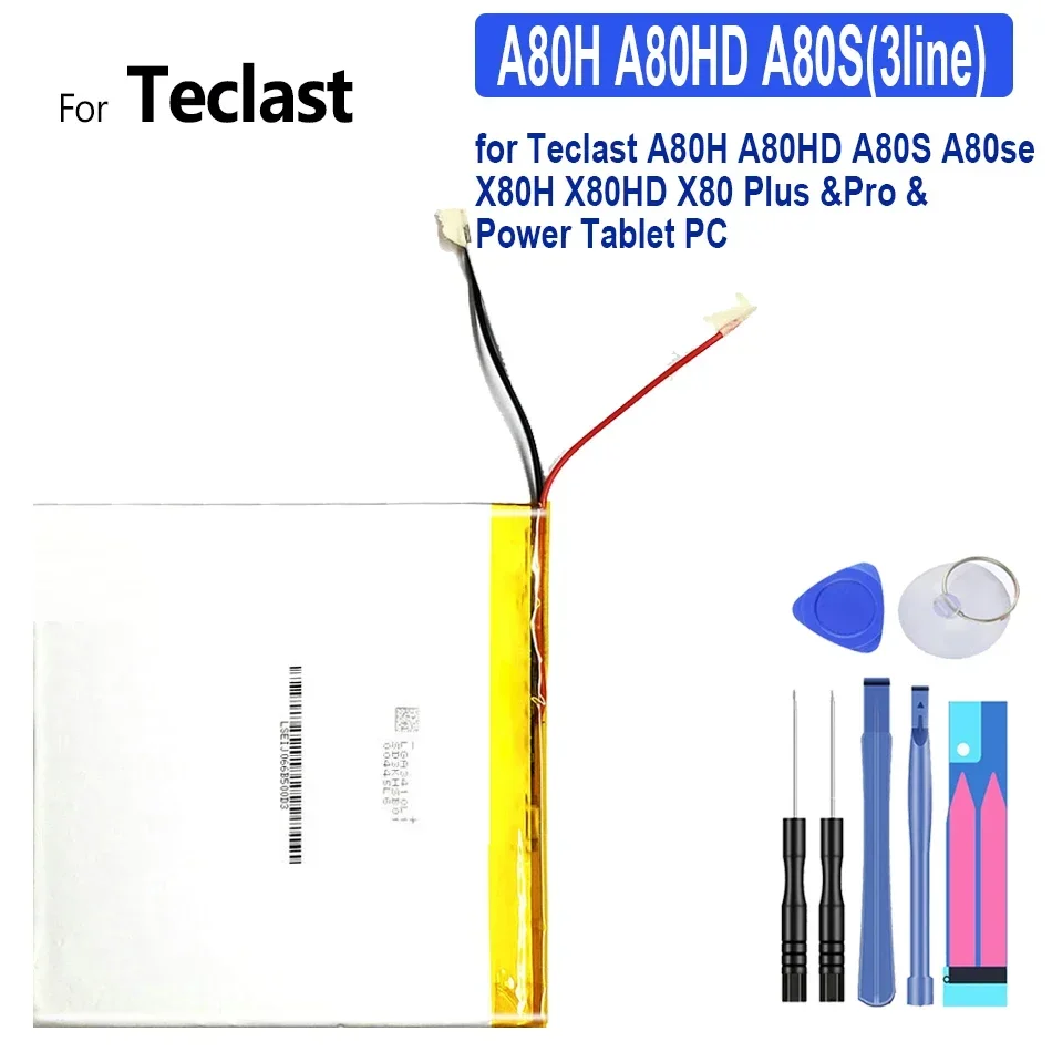 Teclast A80H A80HD A80S A80se X80H X80HD X80 플러스 프로 파워 태블릿 PC용 배터리, 3 와이어 및 도구, 6000mAh