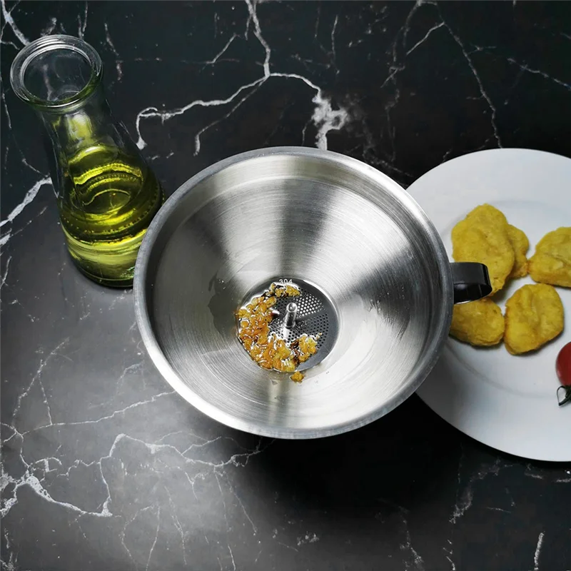 PORK-5.1 بوصة 304 قمع مطبخ من الفولاذ المقاوم للصدأ مع 200 شبكة مصفاة فلتر طعام لنقل السوائل والزيت وصنع المربى