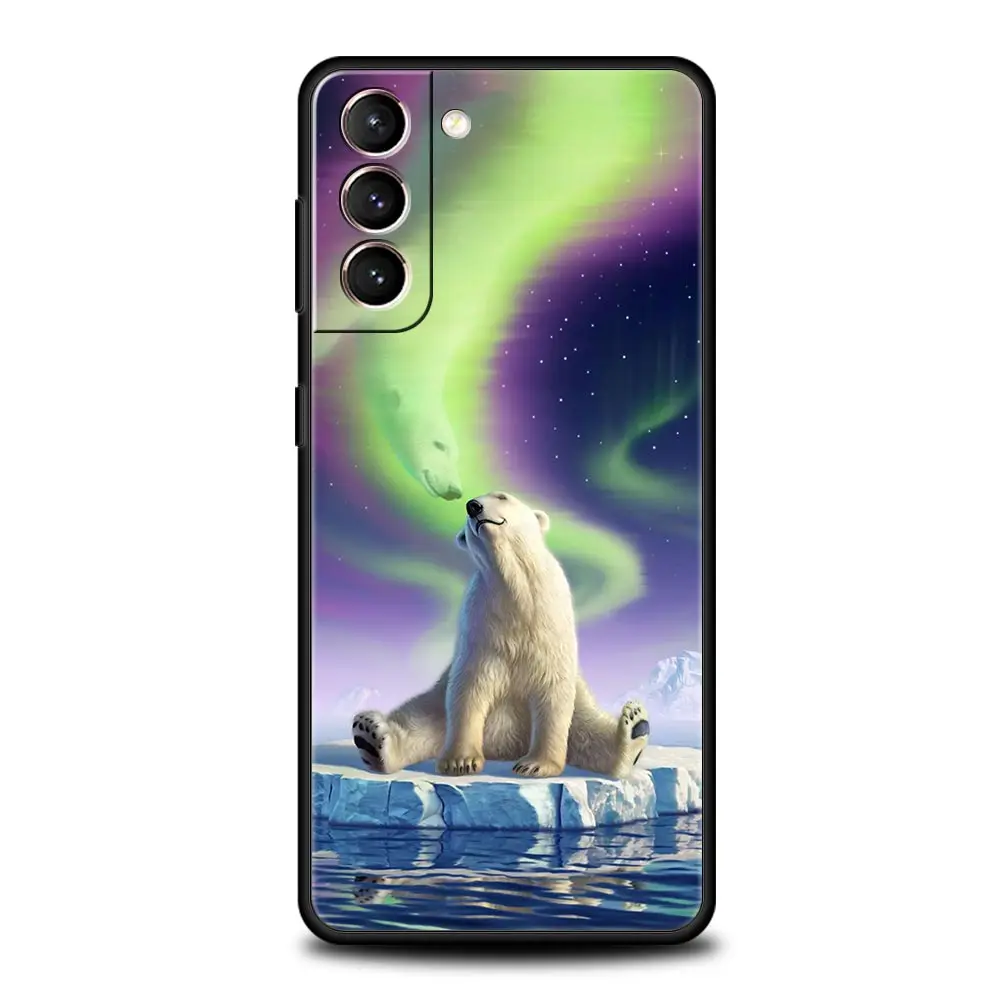 Forest Animal Lion Tiger Case For Samsung Galaxy S22 Ultra S21 S20 FE 5G S10 S9 S24 Plus S10E S23 Phone Cover Black
