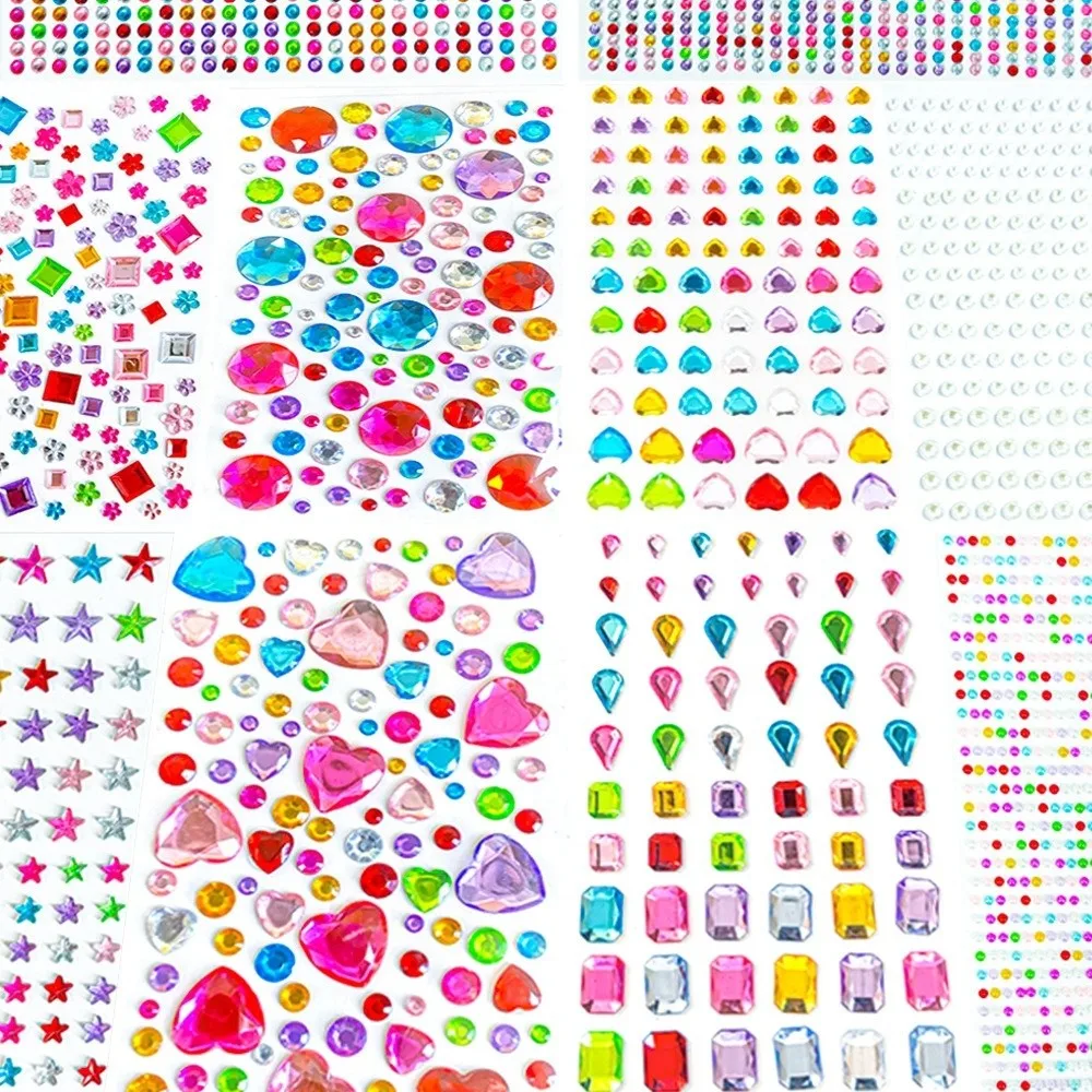3D Rhinestone Rhinestone Stickers Various Patterns Colorful Crystal Crafts Stickers Mix-And-Match Self Adhesive
