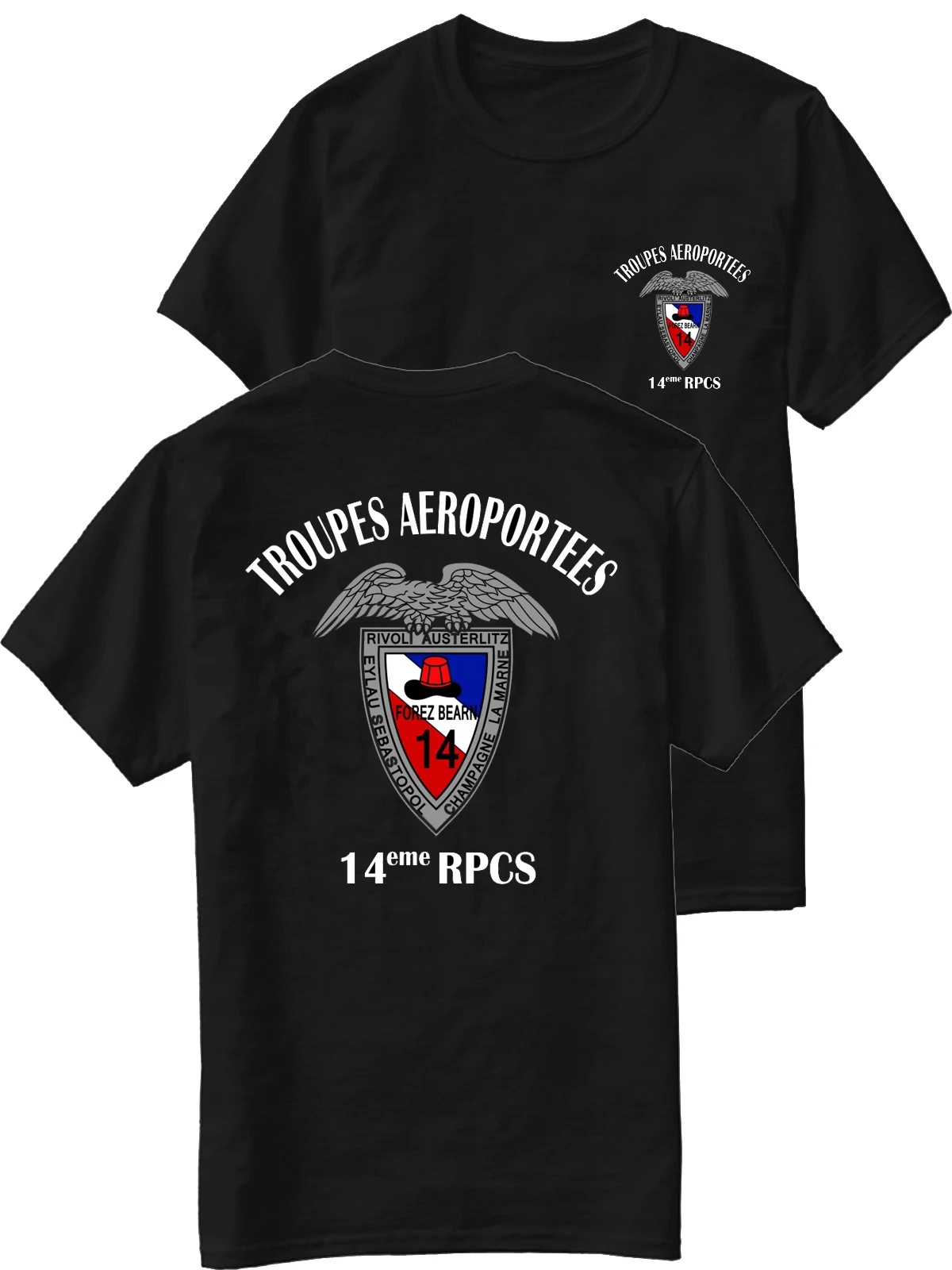 French Army 14eme RPCS (Command and Support Paratrooper Regiment) T-Shirt Short Sleeve Casual 100% Cotton O-Neck Mens T-shirt