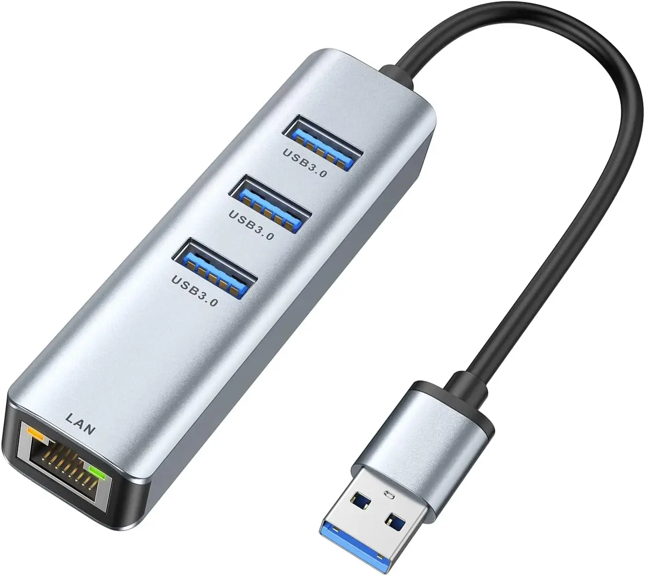 5 uds concentrador USB 3,0 de 3 puertos + adaptador Gigabit Ethernet 10/100/1000 Mbps para PC/Mac/Chromebook/Linux