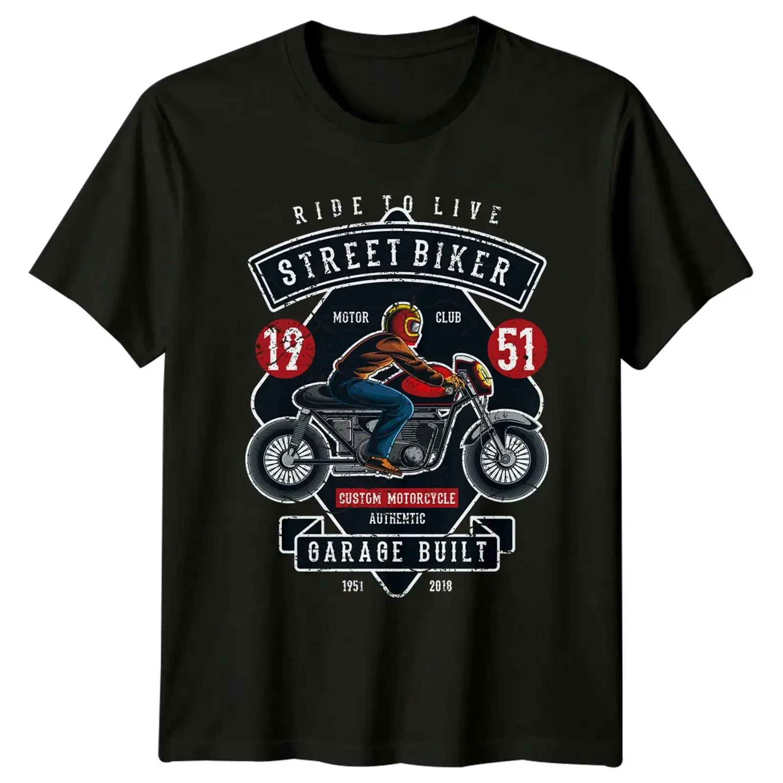 Street Biker Motorcycle Ride To Live Men's T Shirt Women's Top Image 1 of 4 vintage Washed Comfortable Versatile