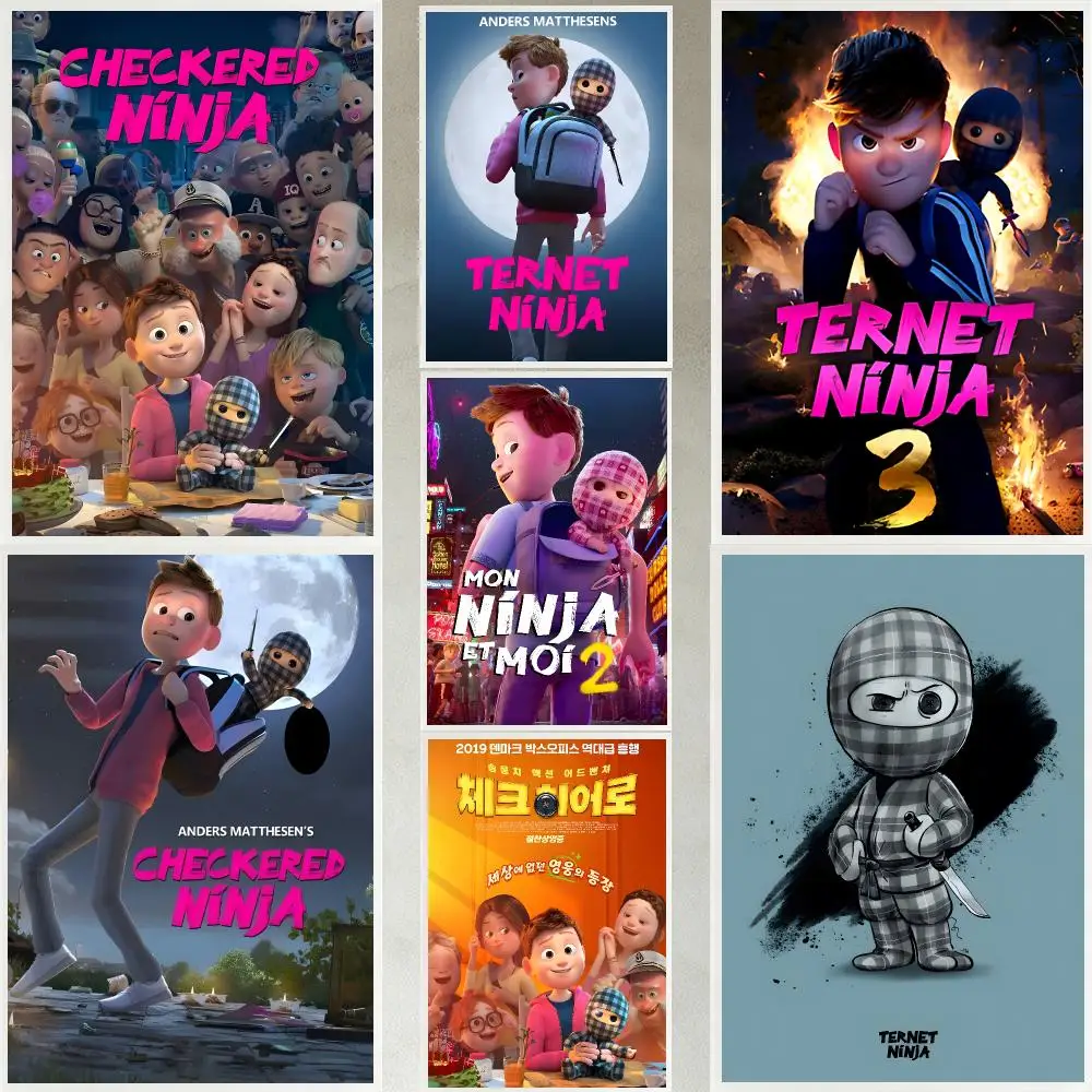 movie Checkered Ninja Poster Poster HD Waterproof Self-adhesive Art Print Wall Decor for Bedroom Living Room Gift