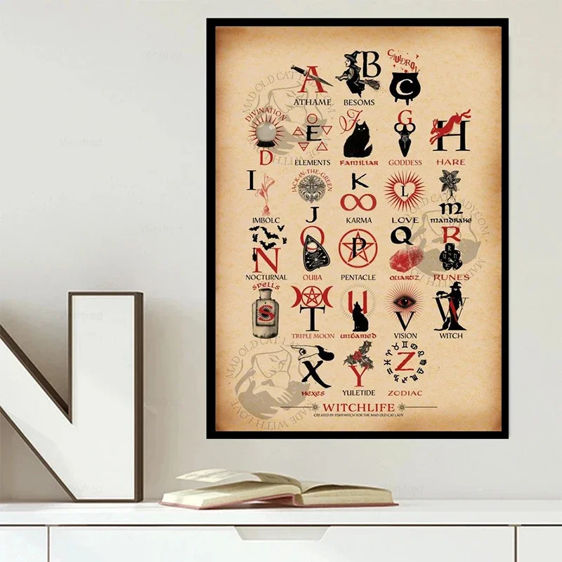 الساحرة خمر الساحرة هالوين الملصقات السحرية الجمالية القط فتاة الجمالية قماش اللوحة الملصقات لغرفة المعيشة الديكور