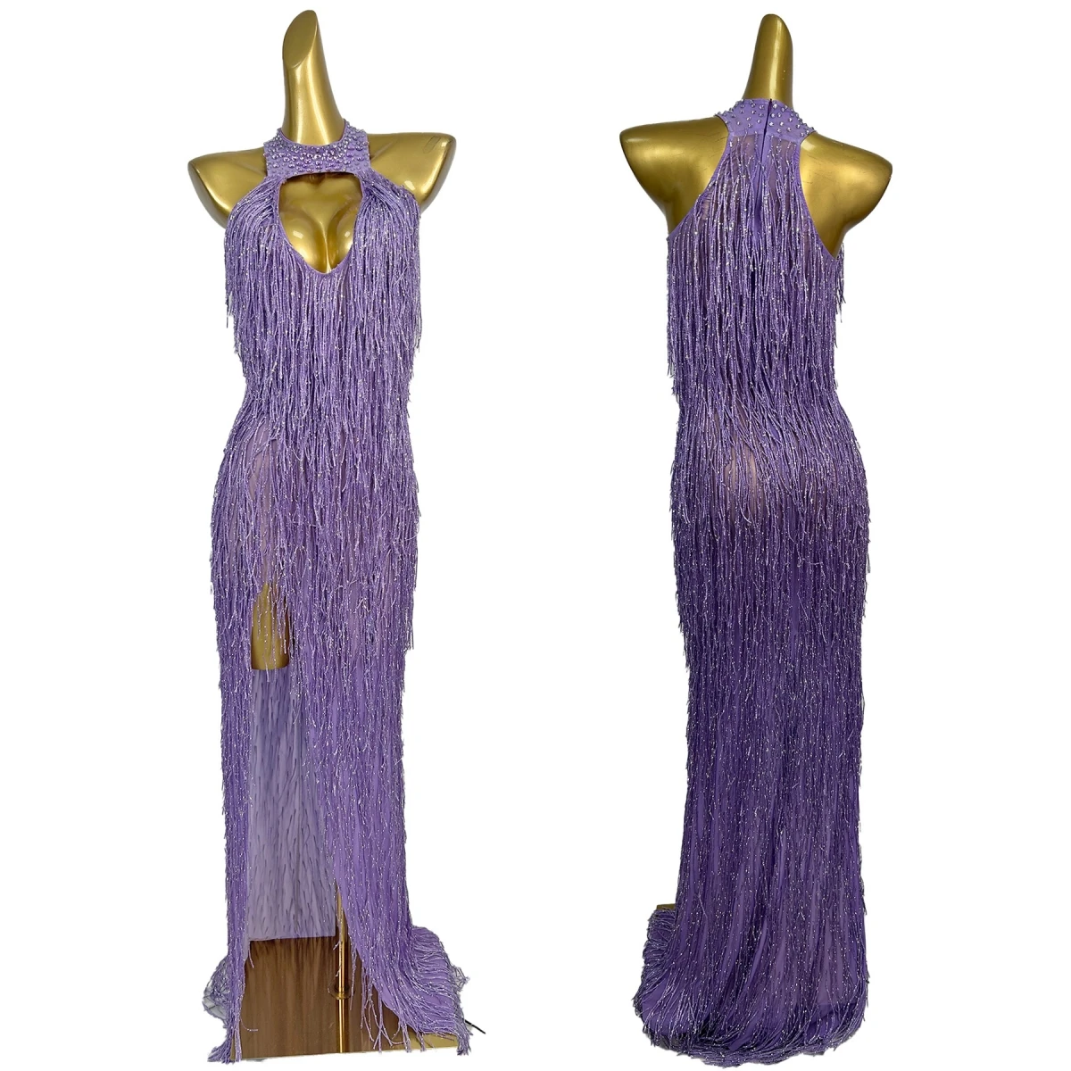 

Women Sparkly Crystals Formal Couture Full Tassel Chains Evening Gown Celebrate Party Mesh Sexy Sexy Long Dresses Zhenzhulian