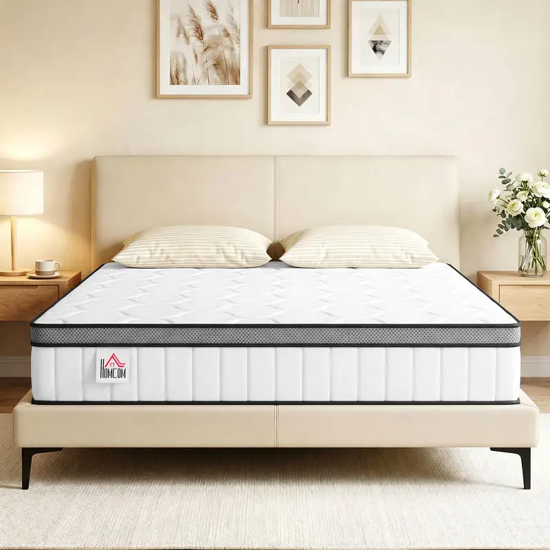 Matelas 140 x 190 cm, 20 cm d'épaisseur, matelas à ressorts ensachés 7 zones mousse à mémoire de forme avec gel rafraîchissant, expédition depuis un entrepôt local