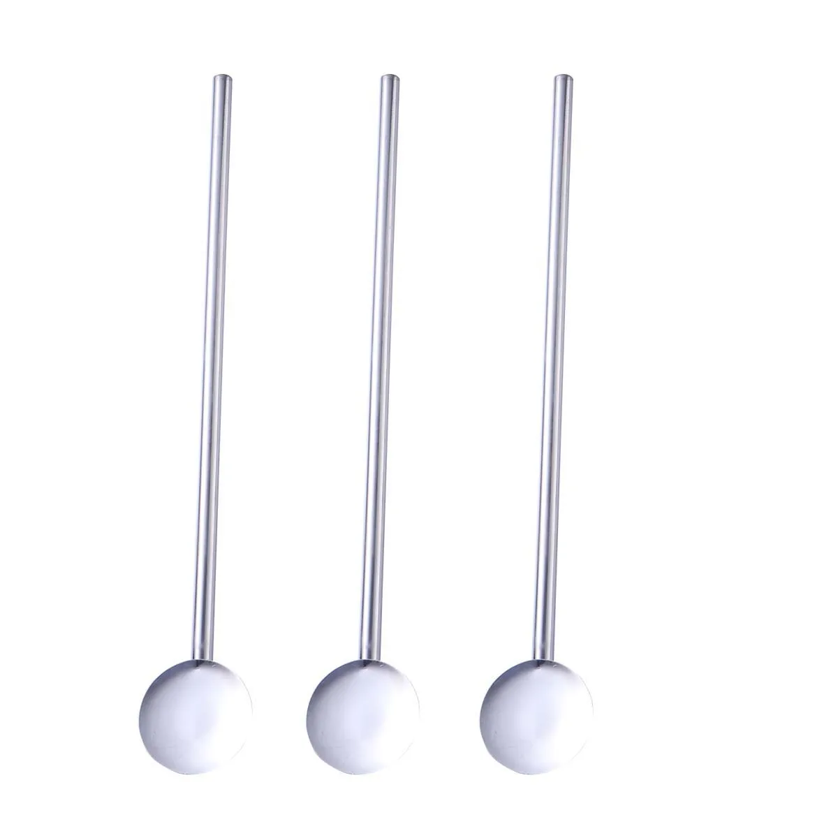 

6 Pcs/Pack Stainless Steel Round Shape Metal Drinking Spoon Straw Reusable Straws Durable Easy Spoons Set