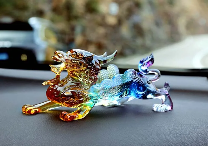 2020 Office home CAR efficacious FENG SHUI Talisman Protection -Money Drawing Color Crystal dragon PI XIU Sculpture ART statue