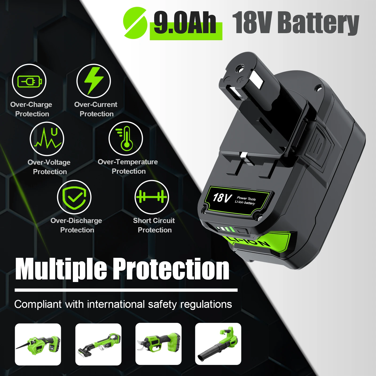 9Ah Originele 18V voor Ryobi P108 Batterij Vervangende Li-Ion Batterij P108 P102 P103 P104 P107 BPL1820 RB18L50 Power Tool Baterry