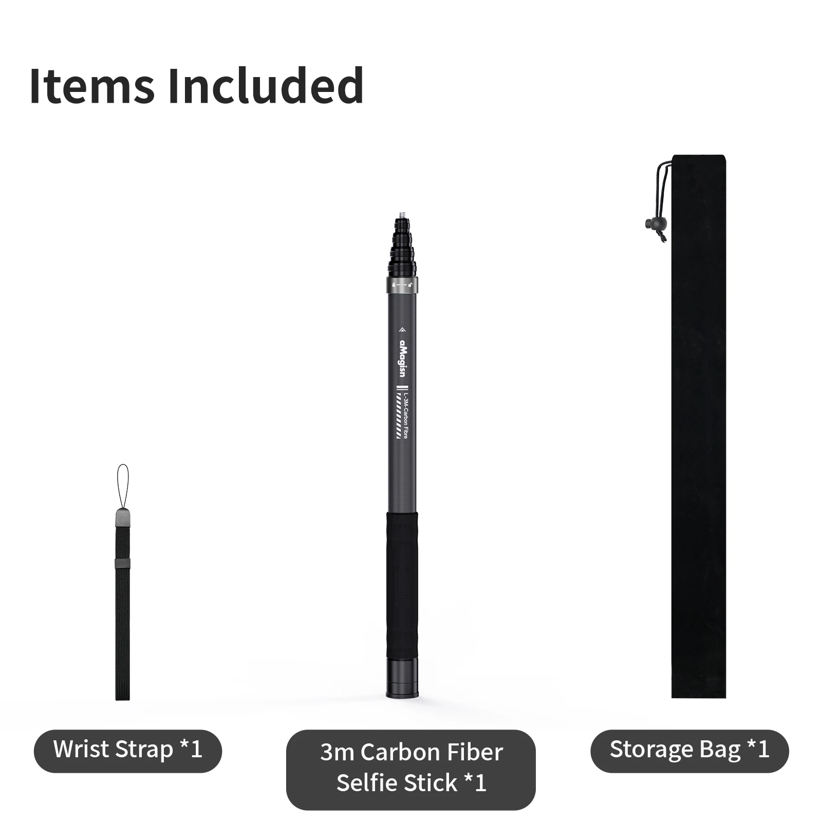 3M Carbon Brazed Dimension Invisible Selfie Stick for Insta360 Extension Stick for DJI Sports Camera Selfie Stick Accessories