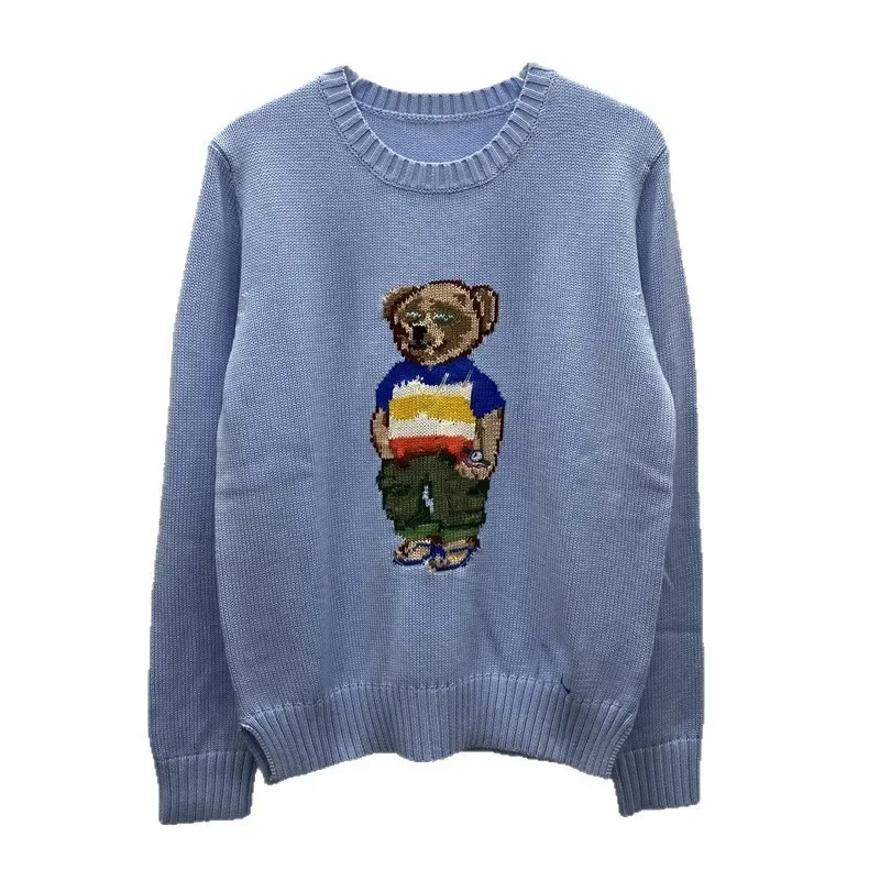Teddybeer jacquard trui dames 2026, schattige cartoon print gebreide kleding, gezellige herfst winter trui