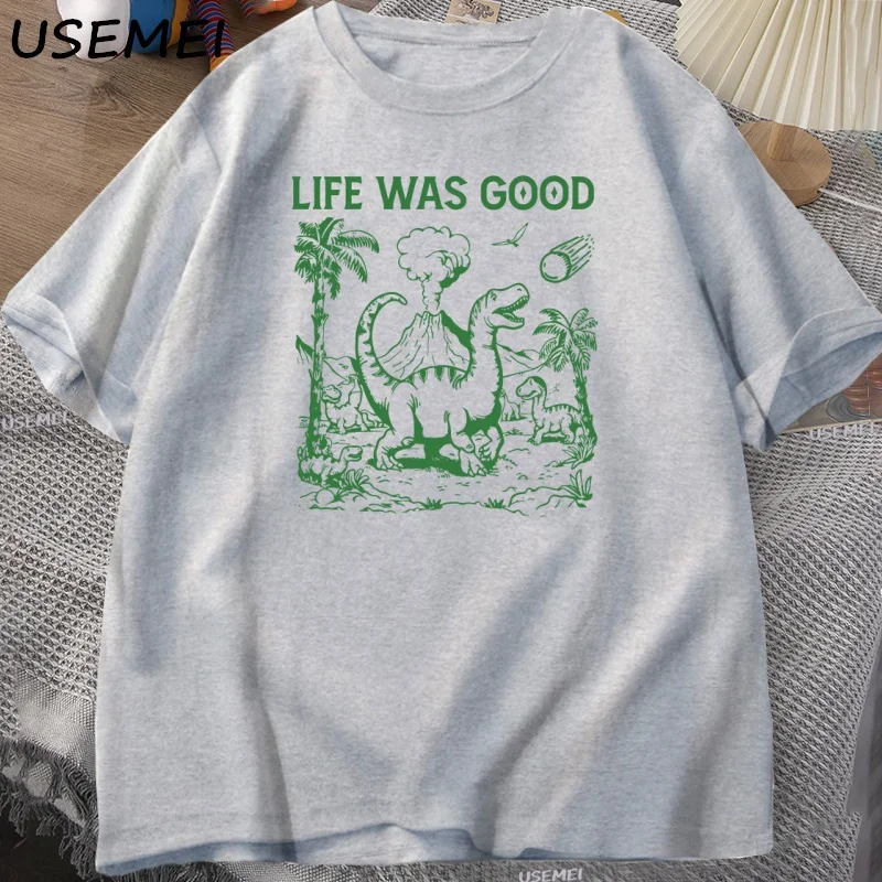 Retro Funny Dinosaur 90s Graphic T Shirt Vintage Life Was Good T-shirt Cotton Short Sleeve Tops Clothing Harajuku Casual T-shirt - view 4