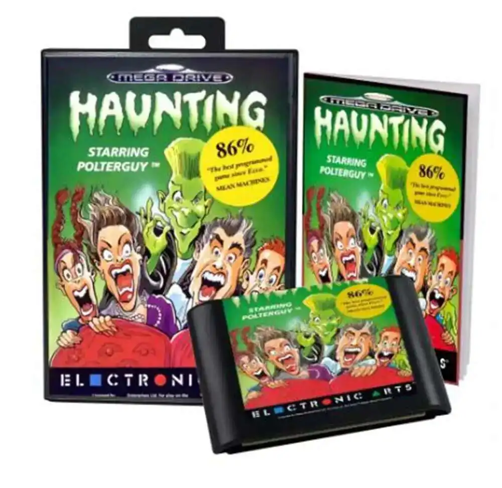 Haunting Starring Polterguy พร้อมกล่องและคู่มือสําหรับตลับเกม Sega MD 16 บิต Megadrive Genesis System