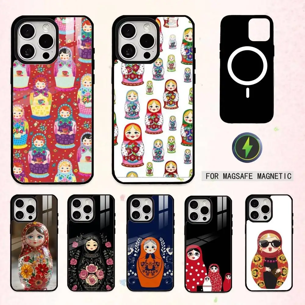 

Чехол для телефона «Русская кукла Матрешка» для iPhone 17, 16, 15, 14, 13, 12, 11 Plus, Pro Max, магнитный, для беспроводной зарядки MagSafe