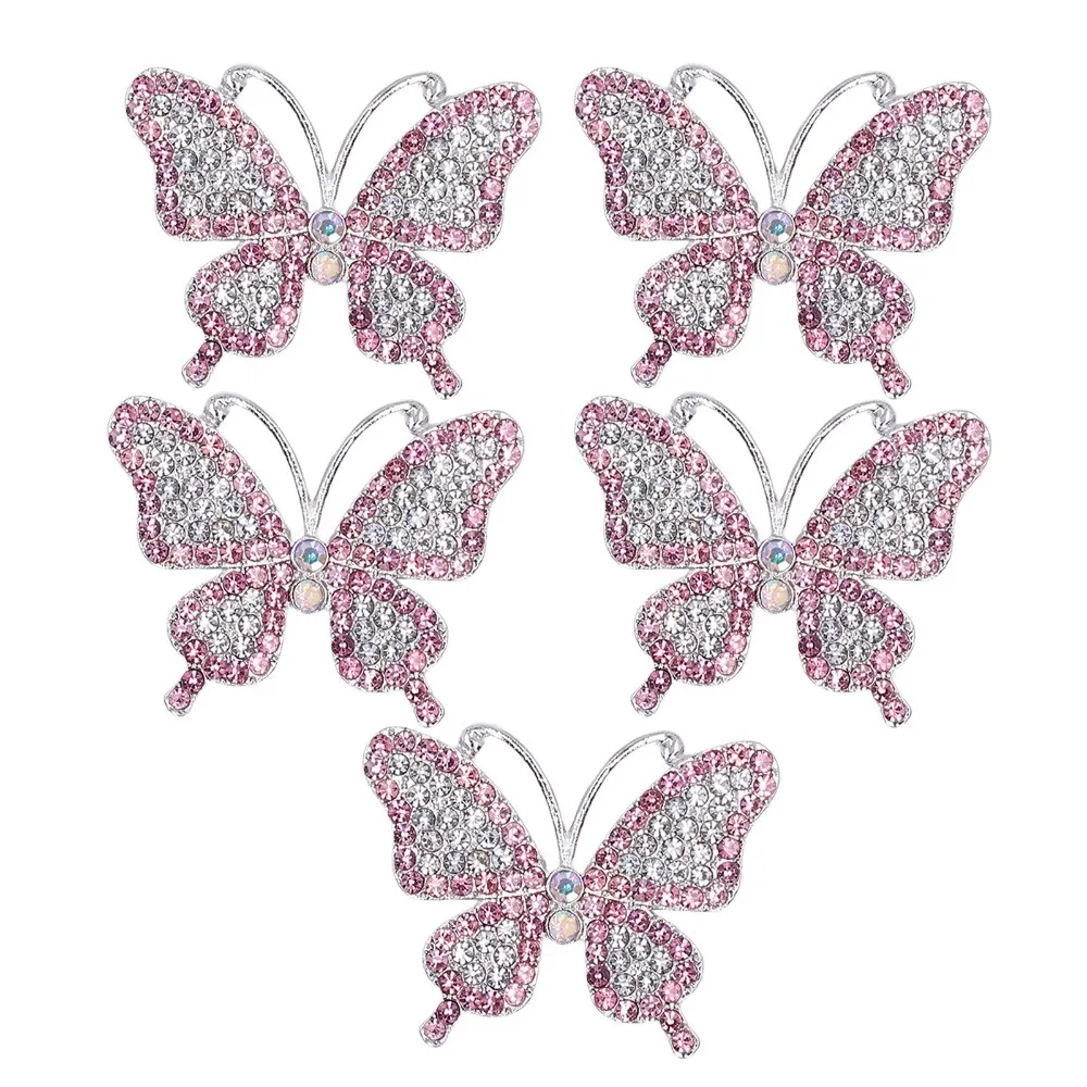 

5pcs Fine Workmanship DIY Brooch Cute Appearance Colorful Butterfly Brooch Lightweight Rhinestone Rhinestone Brooch