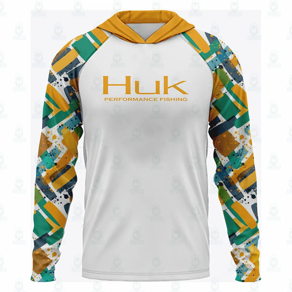 Huk camisa de pesca upf 50 roupas de pesca com capuz verão proteção solar moletom masculino camisa de pesca