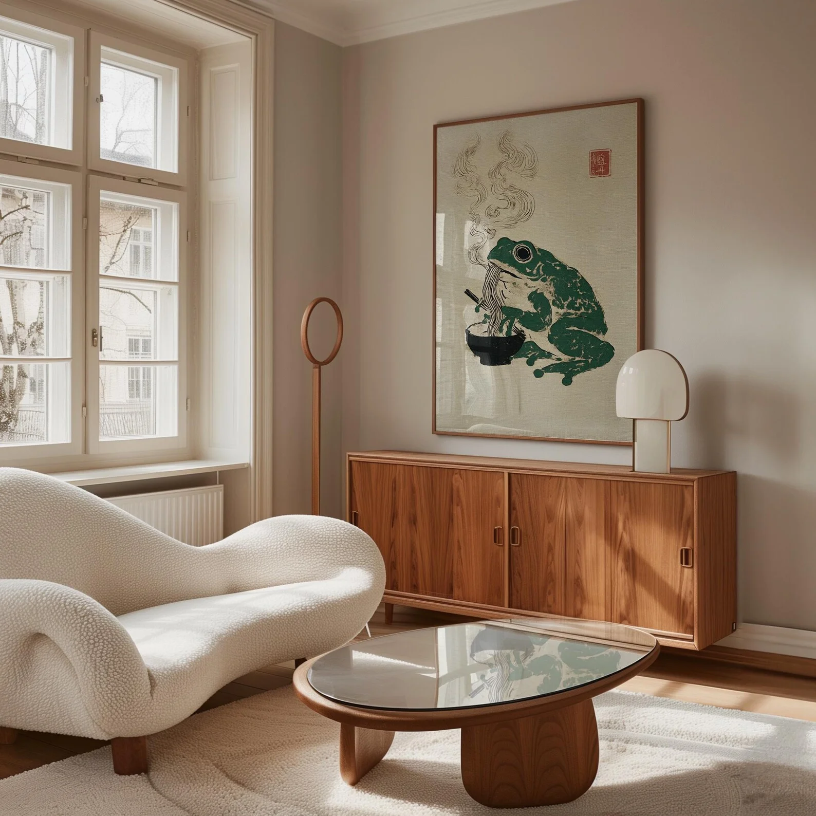 طباعة رامين لتناول الطعام على شكل ضفدع، رسم توضيحي على شكل كتلة خشبية يابانية