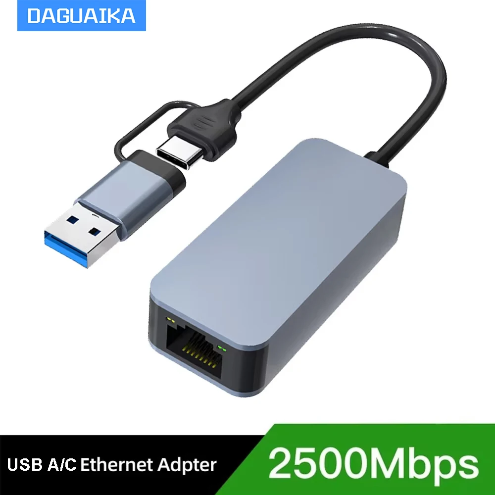2.5G 2500M Network Card Adapter USB 3.0 Type C to Rj45 Lan Ethernet RTL8156 Wired Windows Laptop PC Accessories for Macbook
