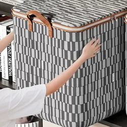 Lids Storage Houndstooth With Organizers Closet Handle Bag Bins Wardrobe Saving Quilt Bags Fabric Clothes Space Container