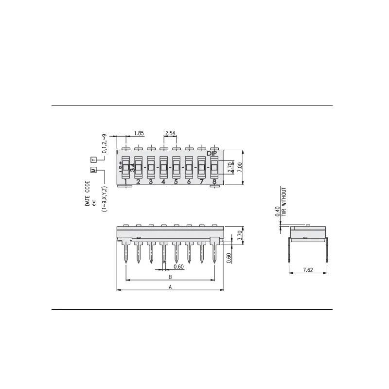 2PCS/LOTS Taiwan ETS109E Tri-State DIP Switch 9-Position Patch 2.54 3- Piano Key Type