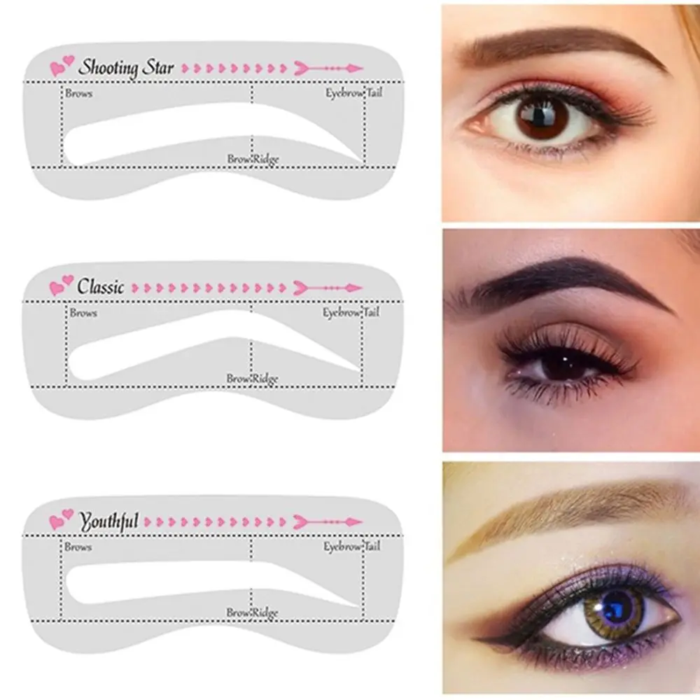 10PCS Women Eyebrow Card Reusable High Durability Eyebrow Stencil Grooming Shaper Template Eye Makeup Tools Stickers