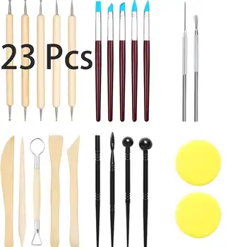 23件實用陶藝工具套裝,適用於聚合物黏土雕塑、繪畫、造型、切割等DIY手工製作工藝用品 10 最佳銷售 聚合物黏土套裝 - №10
